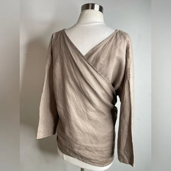 MIRANDA BENNETT STUDIO LINEN WRAP TOP - Picture 6 of 9